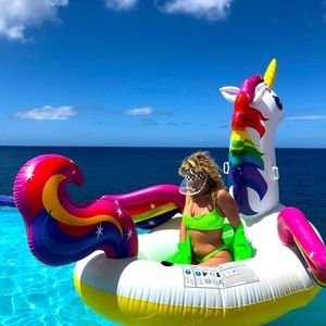 Peixoto neon bikini SET SMALL MEDIUM rouched sample adjustable straps HOT GREEN